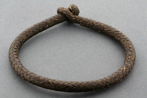 plaited leather bracelet - tubular - choc - Makers & Providers