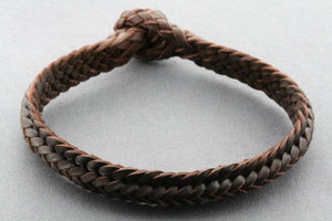 ridge plaited leather bracelet - choc - Makers & Providers