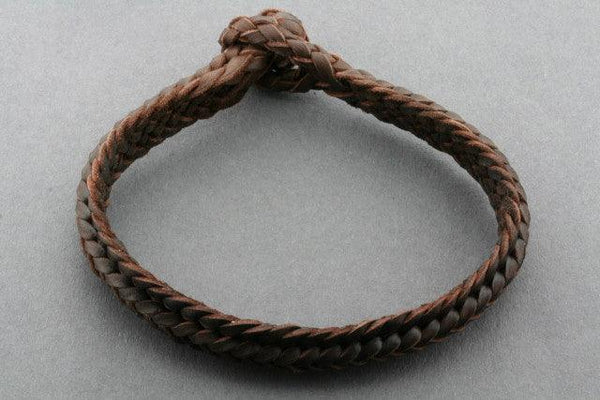 ridge plaited leather bracelet - choc - Makers & Providers