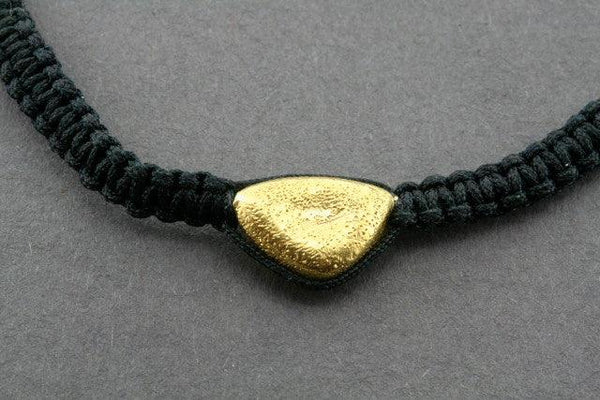 string bracelet - triangle pebble - gold sparkle - Makers & Providers