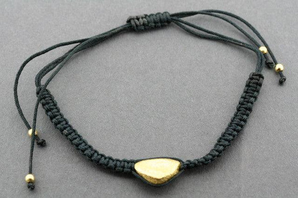 string bracelet - triangle pebble - gold sparkle - Makers & Providers
