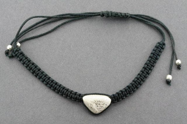 string bracelet - triangle pebble - sliver sparkle - Makers & Providers