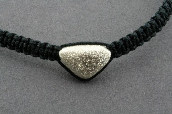 string bracelet - triangle pebble - sliver sparkle