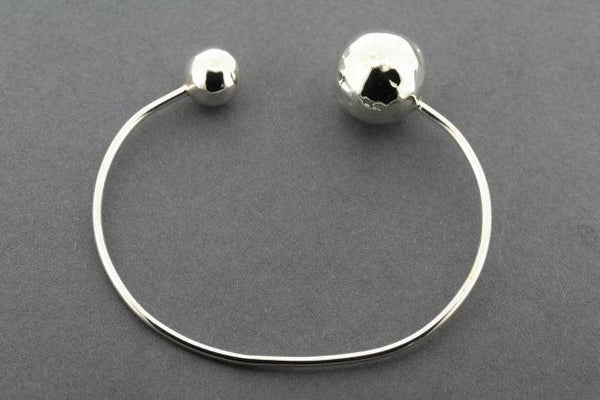 2 x hammered ball end bangle - sterling silver