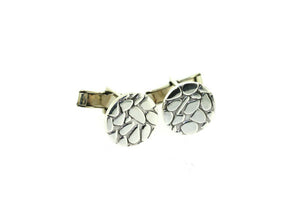 Circular Sterling Silver Pebbled Cufflinks - Makers & Providers