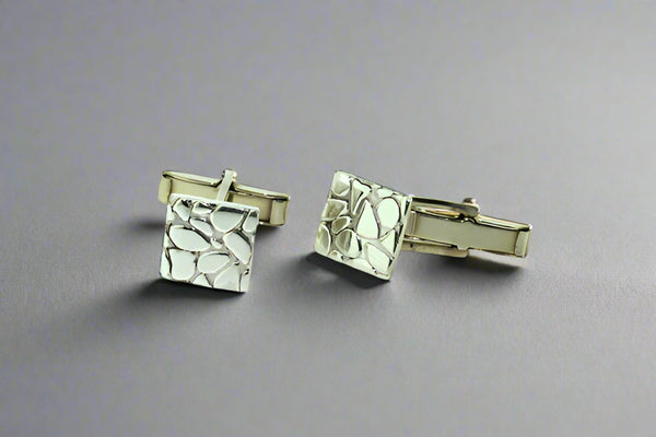 Sterling Silver Square Pebbled Cufflinks - Makers & Providers