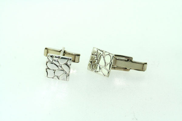 Sterling Silver Square Pebbled Cufflinks - Makers & Providers