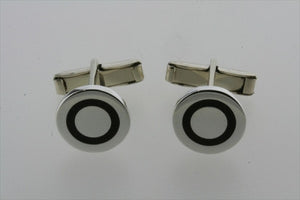 Round Sterling Silver Black Ringed Cufflinks - Makers & Providers