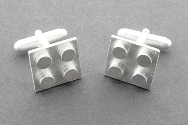 Brushed Sterling Silver Lego Cufflink - Makers & Providers