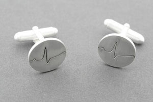 Sterling Silver Healthy Heartbeat Sound Wave Cufflinks - Makers & Providers
