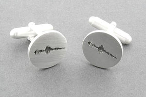 Sterling Silver "I love you" Voice Note Sound Wave Cufflinks - Makers & Providers