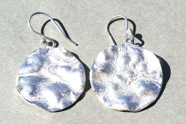 elephant skin disc earring - large - sterling silver