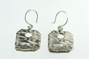textured square with hole earring - Makers & Providers