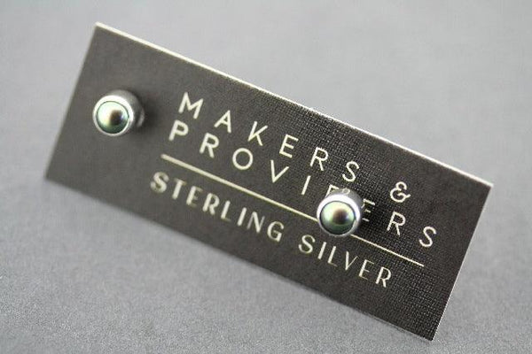 4mm silver stud - black pearl