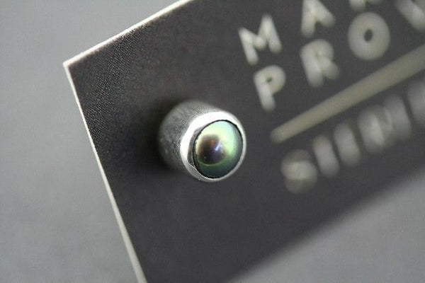 4mm silver stud - black pearl