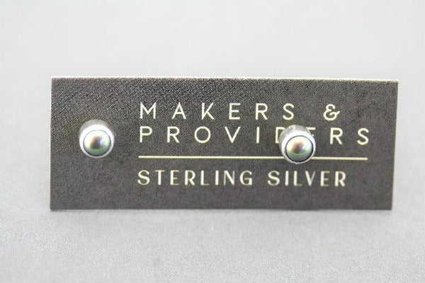 4mm silver stud - black pearl - Makers & Providers