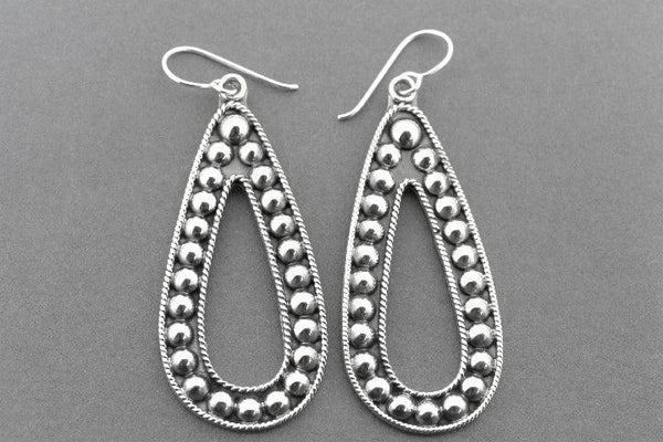 Long teardrop tribal earrings - sterling silver
