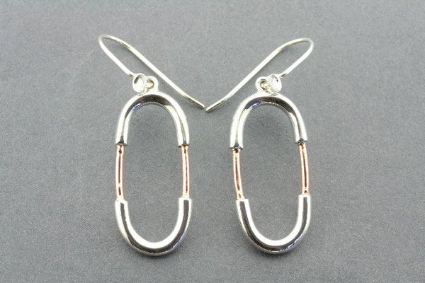 Copper & silver oval earring - Makers & Providers