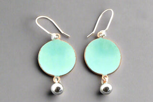 Copper patina disc & silver ball earring - Makers & Providers