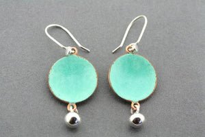Copper patina disc & silver ball earring - Makers & Providers