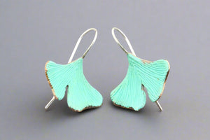 large copper patina ginkgo earring - Makers & Providers