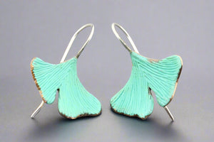 large copper patina ginkgo earring - Makers & Providers