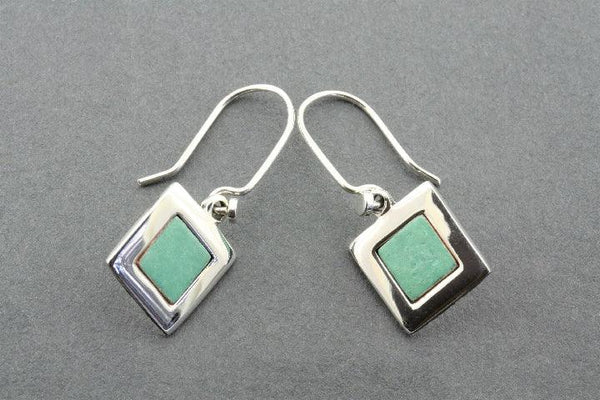 copper patina & silver frame drop earrings