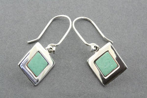 copper patina & silver frame drop earrings - Makers & Providers
