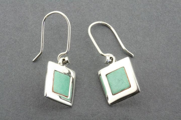 copper patina & silver frame drop earrings - Makers & Providers