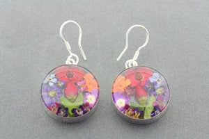 Flower in resin earring - large circle - Makers & Providers