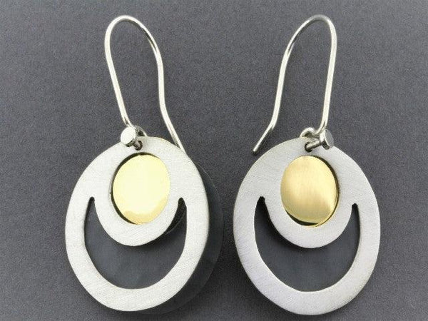 eclipse earrings - 22 Kt gold & oxidized over silver - Makers & Providers