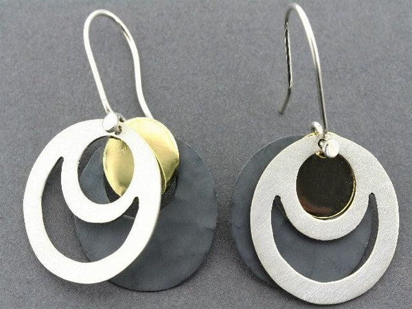 eclipse earrings - 22 Kt gold & oxidized over silver - Makers & Providers