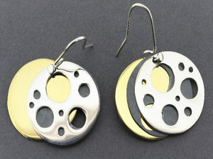 planetary earrings - 22 Kt gold & oxidized over silver - Makers & Providers