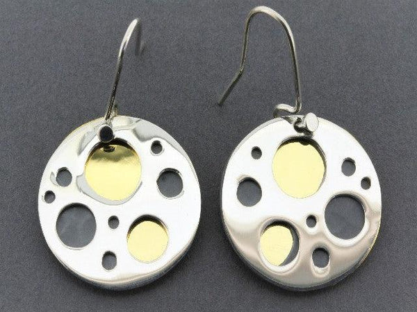planetary earrings - 22 Kt gold & oxidized over silver - Makers & Providers