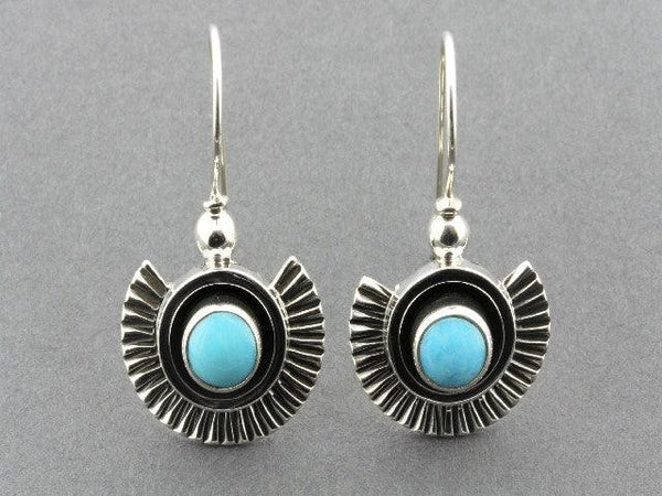 fan earrings with turquoise