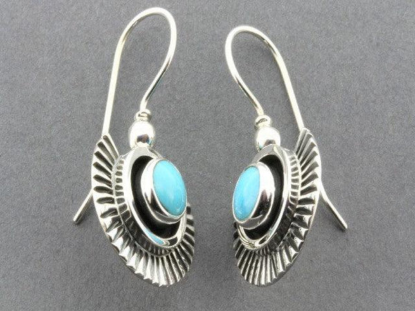fan earrings with turquoise