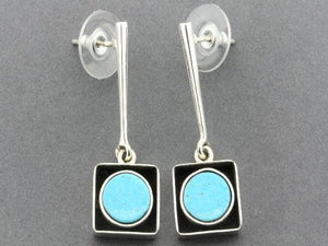 framed stone circle earring - turquoise - Makers & Providers