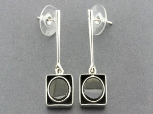framed stone circle earring - obsidian - Makers & Providers