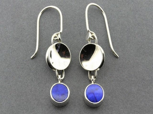 Two pieces drum earrings with lapis - sterling silver - Makers & Providers