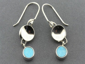 Two pieces drum earrings with turquoise - sterling silver - Makers & Providers