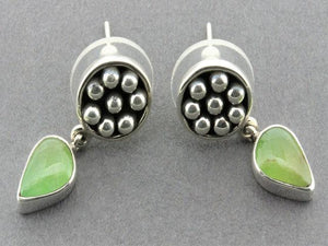 Beaded disc with teardrop earrings - chrysoprase & sterling silver - Makers & Providers