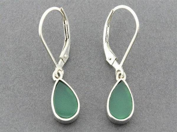Little teardrop earring - green onyx & sterling silver