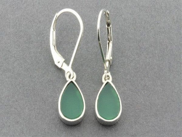 Little teardrop earring - green onyx & sterling silver