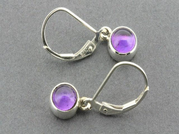 7 mm bezel earring - amethyst & sterling silver - Makers & Providers