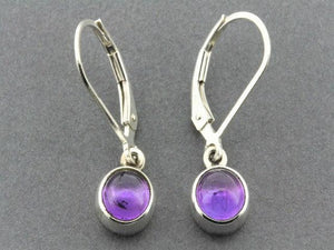 7 mm bezel earring - amethyst & sterling silver - Makers & Providers