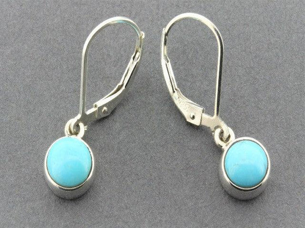 7 mm bezel earring - turquoise & sterling silver - Makers & Providers