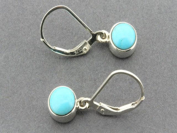 7 mm bezel earring - turquoise & sterling silver - Makers & Providers