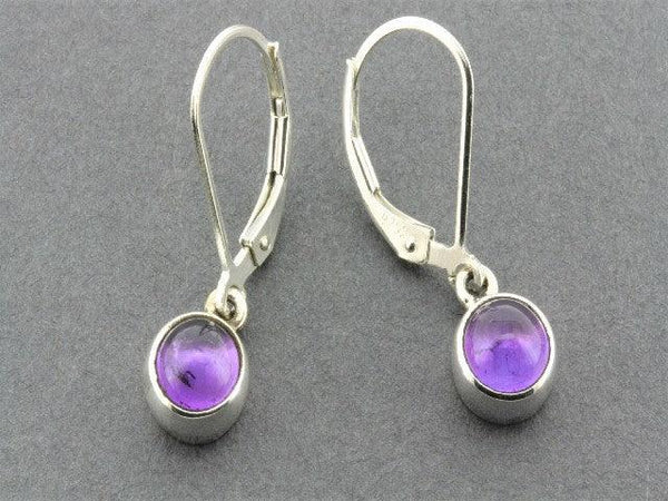 7 mm bezel earring - amethyst & sterling silver - Makers & Providers