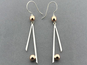 2 x 6 mm copper ball & silver drop earrings - Makers & Providers