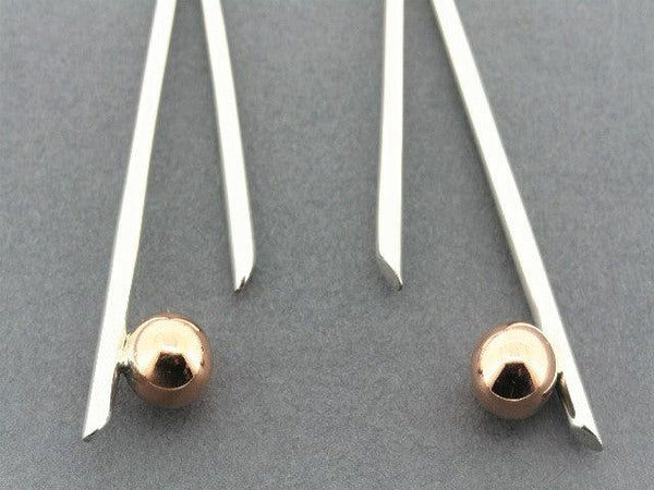 2 x 6 mm copper ball & silver drop earrings - Makers & Providers